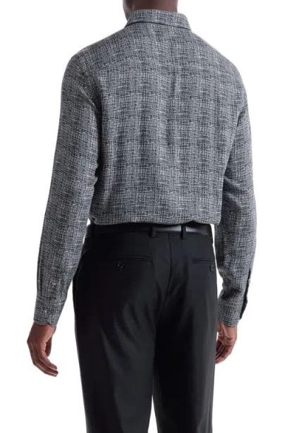 Bugatchi Julian Shaped Fit Pebble Print Ecovero™ Viscose Button-up Shirt In Black