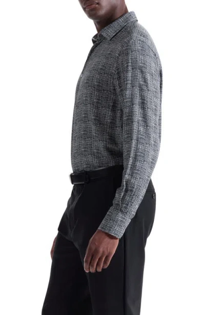 Bugatchi Julian Shaped Fit Pebble Print Ecovero™ Viscose Button-up Shirt In Black