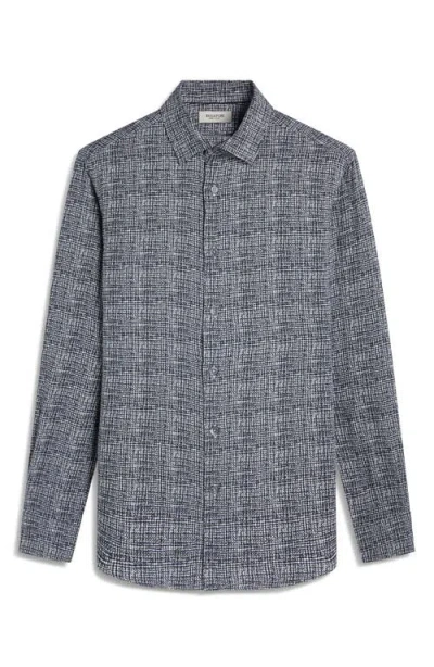 Bugatchi Julian Shaped Fit Pebble Print Ecovero™ Viscose Button-up Shirt In Black