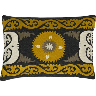 Storied Home Wool Blend Embroidered Lumbar Pillow In Multi