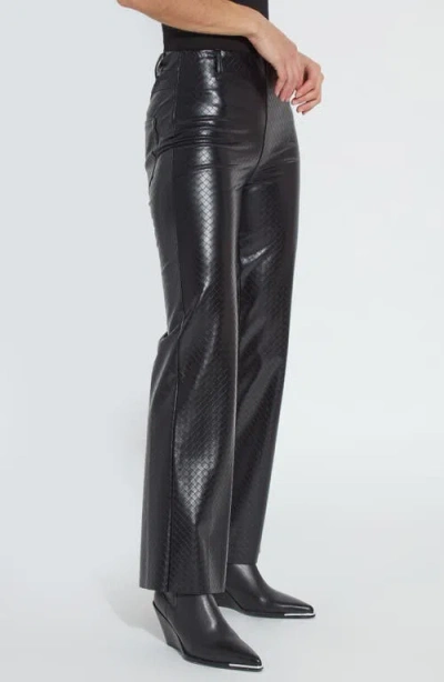 Lyssé Amara Straight Flare Vegan Leather Pants In Black Wicker