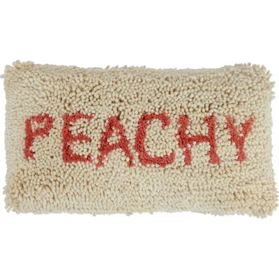 Storied Home Tufted Wool And Cotton Lumbar Pillow With "peachy" Message In Neutral