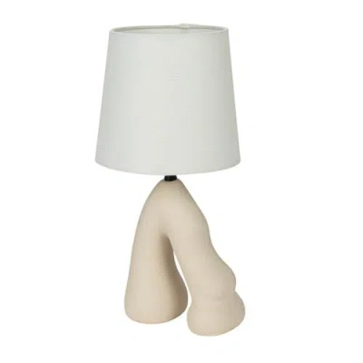 Storied Home Ceramic Table Lamp With Volcano Finish In White