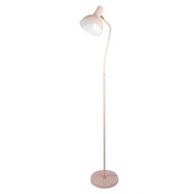 Storied Home Round Metal Floor Lamp With Inline Switch In Pink