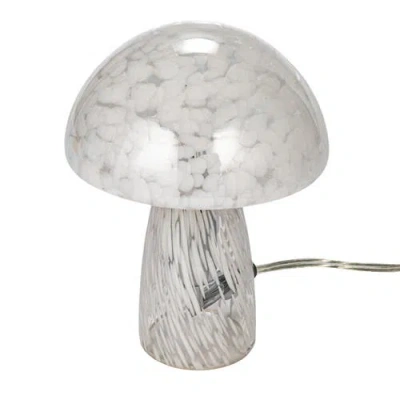Storied Home Round Blown Glass Mushroom Shaped Table Lamp With Inline Switch In Gray