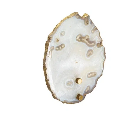 Storied Home 6 Inches Agate And Metal Wall Lamp With Inline Switch For 40 Watts Bulb Maximum In White