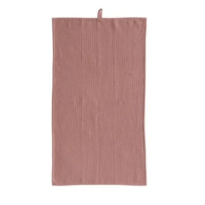 Storied Home Oversized Woven Linen And Cotton Waffle Decorative Tea Towel With Loop For Dining And K In Pink