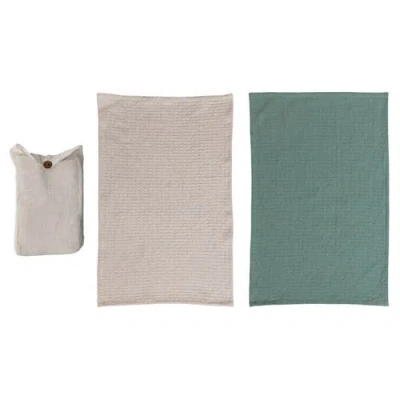 Storied Home Cotton Waffle Weave Tea Towels, Set Of 2 In Multi
