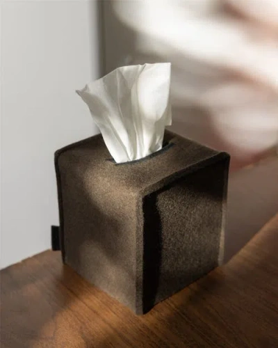 Graf & Lantz Graf Lantz Merino Wool Small Tissue Box Cover In Brown