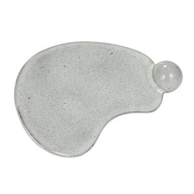 Storied Home Stoneware Tray With Ball And Reactive Glaze In Gray