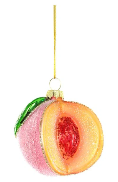 Cody Foster & Co. Sugared Peach Glass Ornament In Multi