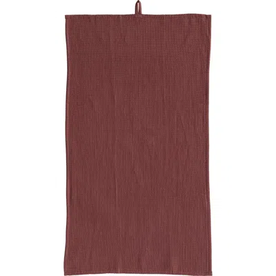 Storied Home Oversized Woven Linen And Cotton Waffle Decorative Tea Towel With Loop For Dining And K In Brown