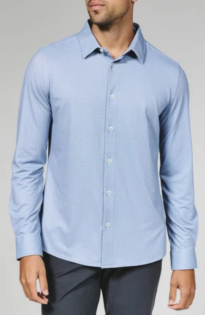 7 Diamonds Wilhelm Geo Print Wrinkle Resistant Performance Button-up Shirt In Blue