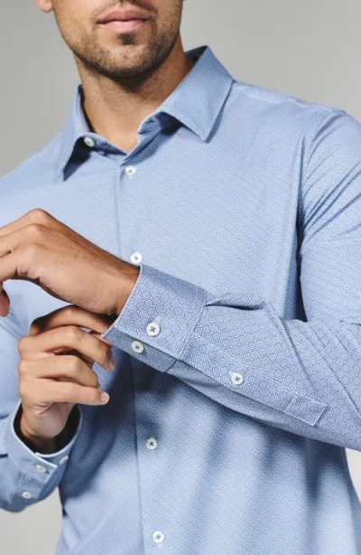 7 Diamonds Wilhelm Geo Print Wrinkle Resistant Performance Button-up Shirt In Blue