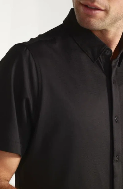 7 Diamonds Owen Solid Short Sleeve Performance Button-up Shirt In Black