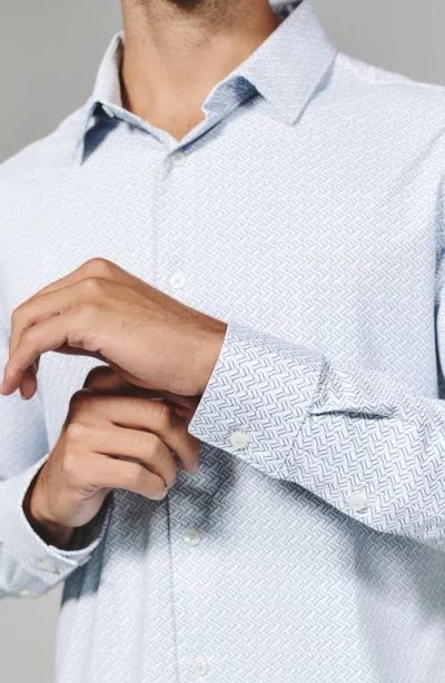 7 Diamonds Pesaro Geo Print Wrinkle Resistant Performance Button-up Shirt In Blue