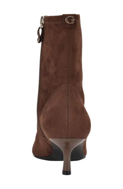 Guess Women's Yanka Pointed Toe Kitten Heel Dress Booties In Brown