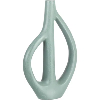 Storied Home Stoneware Sculptural Vase With Teardrop Handles In Green