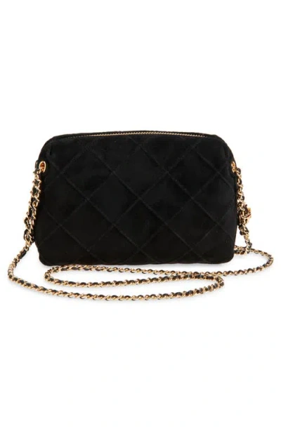 Tory Burch Mini Fleming Quilted Leather Shoulder Bag In Black