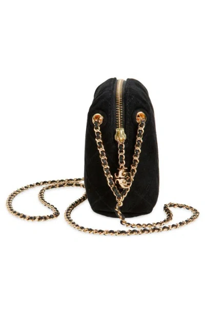 Tory Burch Mini Fleming Quilted Leather Shoulder Bag In Black