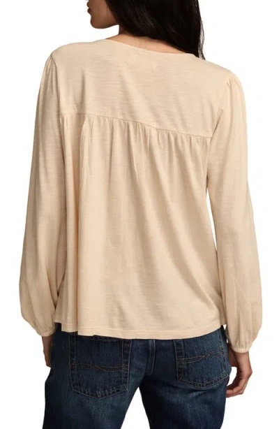 Lucky Brand Embroidered Long Sleeve Top In Neutral