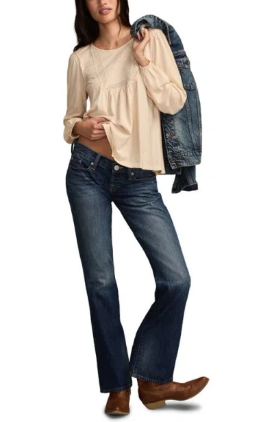 Lucky Brand Embroidered Long Sleeve Top In Neutral