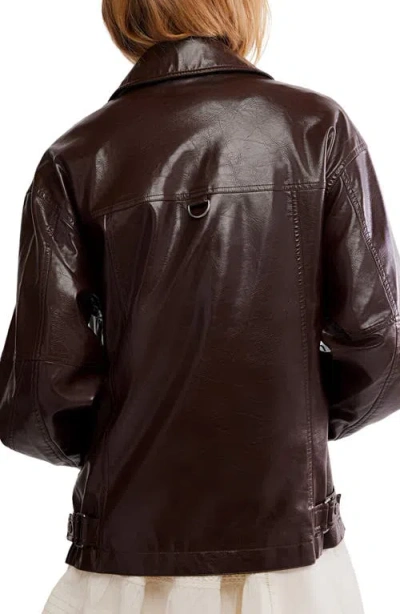 Free People Sloane Faux Leather Jacket In Brown