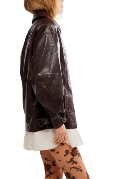 Free People Sloane Faux Leather Jacket In Brown