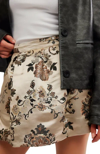 Free People Benjamine Satin Miniskirt In Brown