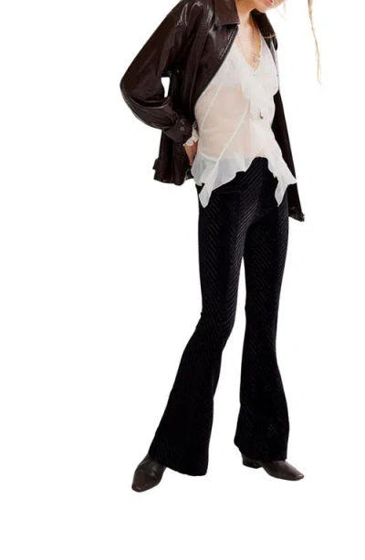Free People Penny Pull On Velvet Pant In Black In Black