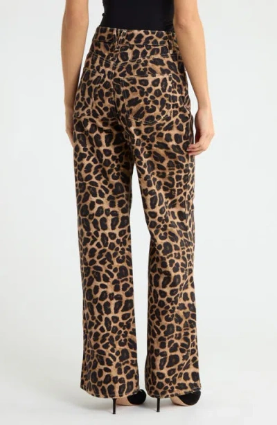 Veronica Beard Taylor High-rise Wide-leg Leopard Jeans With Chaps In Animal Print