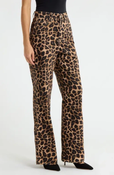 Veronica Beard Taylor High-rise Wide-leg Leopard Jeans With Chaps In Animal Print