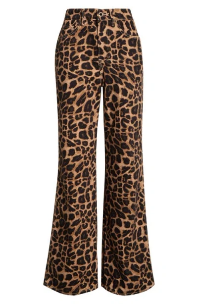 Veronica Beard Taylor High-rise Wide-leg Leopard Jeans With Chaps In Animal Print