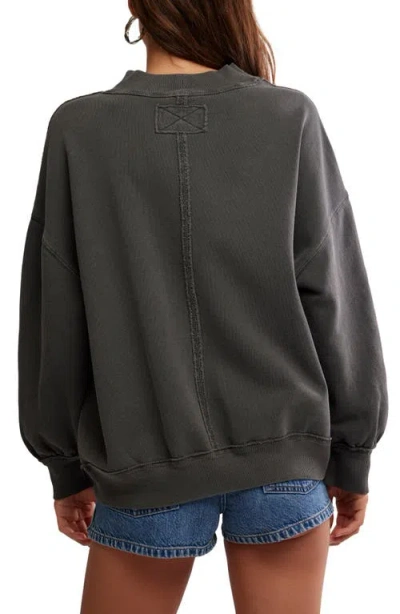 Free People Palm Springs Mock Neck Cotton Fleece Sweatshirt In Black