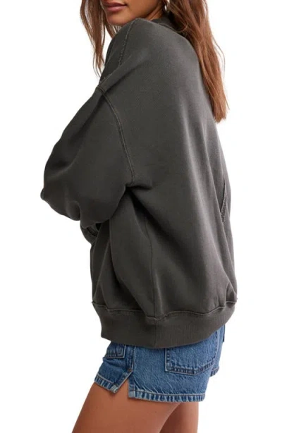 Free People Palm Springs Mock Neck Cotton Fleece Sweatshirt In Black