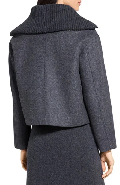 Theory Ribbed Wool-trimmed Wool-blend Twill Jacket In Black