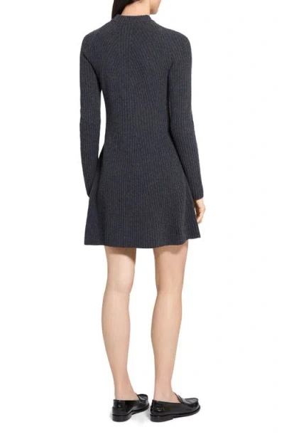 Theory Cashmere-wool Ribbed Sweater Dress In Gray