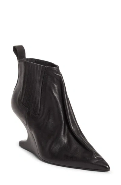 Rick Owens Ankle Boot With Pointed Toe And Sculptural Heel In Black