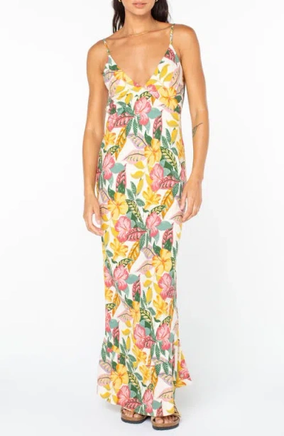 Roxy Juniors' Floral-print Lost Paradise Tie-beck Maxi Dress In Multi