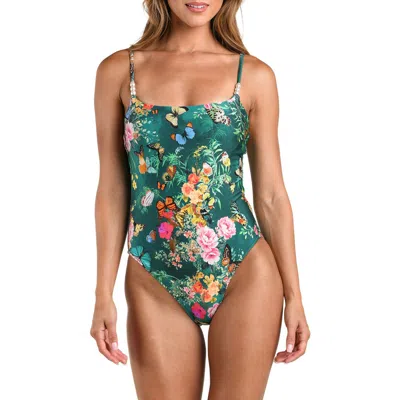 L'agence Remi Charonda Butterfly Basic Lingerie One Piece Swimsuit In Blue