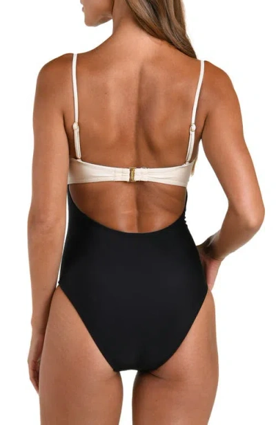 L'agence Emilia Solids Color Block Bandeau One Piece Swimsuit In Black