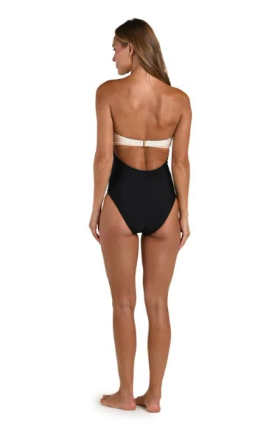 L'agence Emilia Solids Color Block Bandeau One Piece Swimsuit In Black