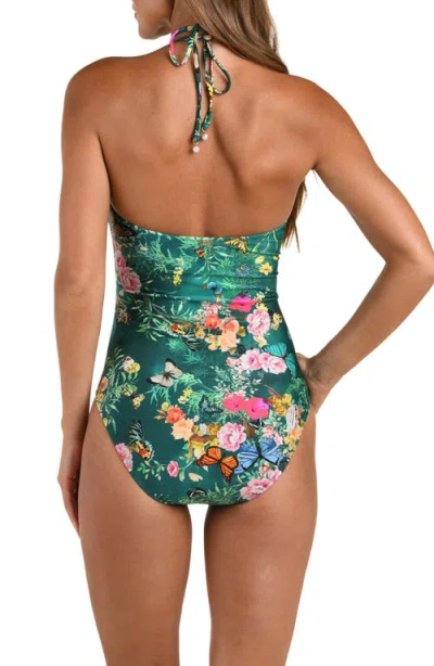 L'agence Shiva Charonda Butterfly Keyhole Bandeau One Piece Swimsuit In Green
