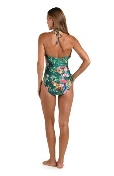 L'agence Shiva Charonda Butterfly Keyhole Bandeau One Piece Swimsuit In Green