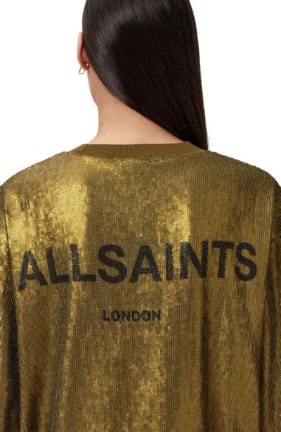 Allsaints Opal Sequin T-shirt Minidress In Green