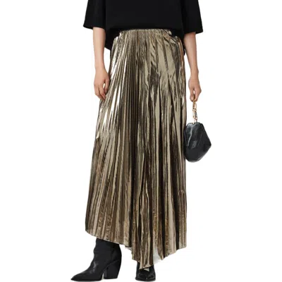 Allsaints Womens Bronze Gold Jax Metallic Woven Maxi Skirt In Multi