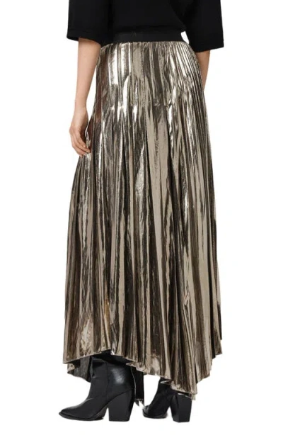 Allsaints Womens Bronze Gold Jax Metallic Woven Maxi Skirt In Multi