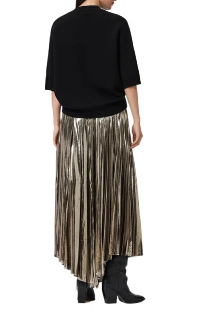 Allsaints Womens Bronze Gold Jax Metallic Woven Maxi Skirt In Multi
