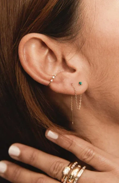 Zoë Chicco 14k Yellow Gold Emerald Gemstones Emerald Threader Earrings In Gold