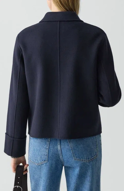 Theory Boxy Cuff Jacket In Double-face Wool-cashmere In Blue